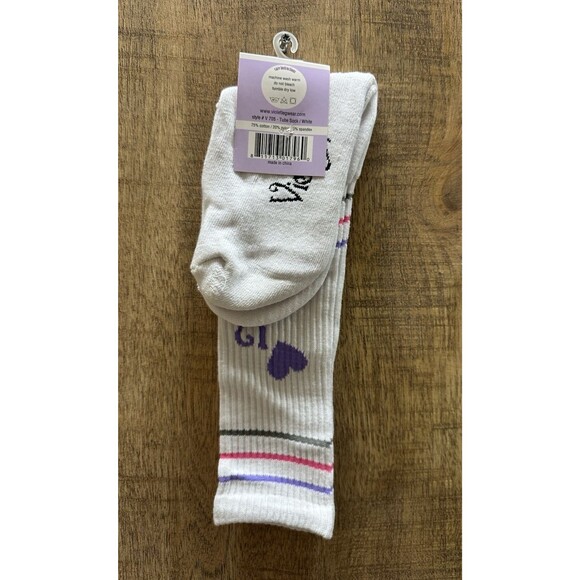 Violet Legwear girl's size 10 white tube striped socks  new  set 0f 6 pairs - Picture 2 of 6